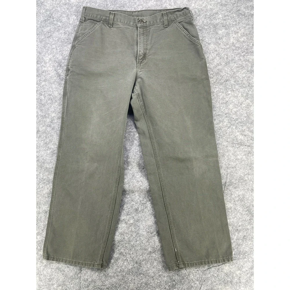 Carhartt B11 MOS Dungaree Men 38x30 Moss Green Wash Duck Work Pants (Fits 36x30)